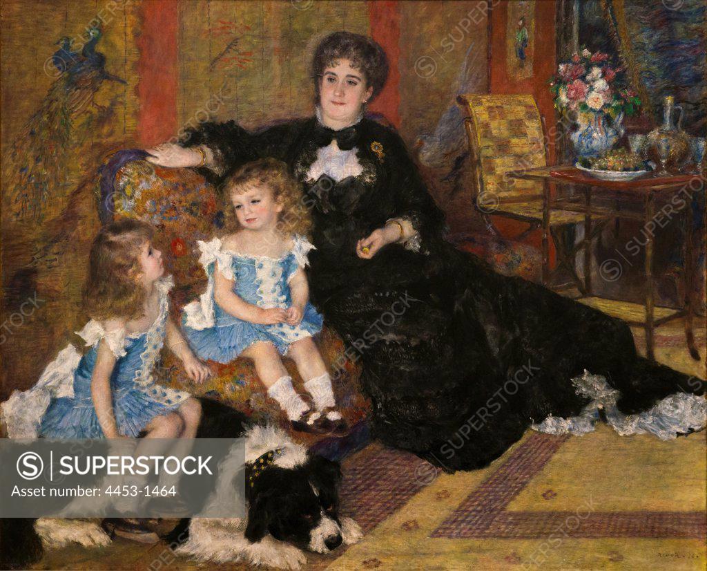 Stock Photo: 4453-1464 Auguste Renoir; French; Limoges 1841-1919 Cagnes-sur-Mer; Madame Georges Charpentier (Marguerite-Louise Lemonnier; 1848-1904) and Her Children; Georgette-Berthe (1872-1945) and Paul-Emile-Charles (1875-1895); 1878; Oil on canvas.