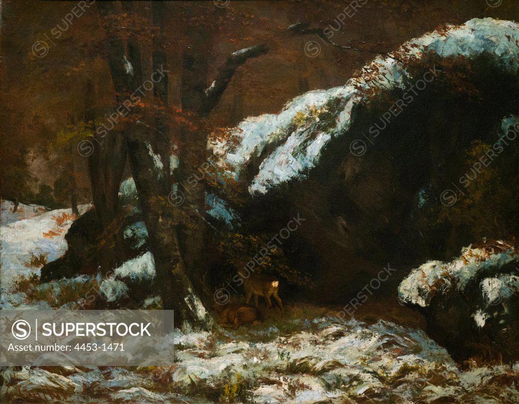 Stock Photo: 4453-1471 Gustave Courbet; French; 1819-1877; The Deer; ca. 1865; Oil on canvas.
