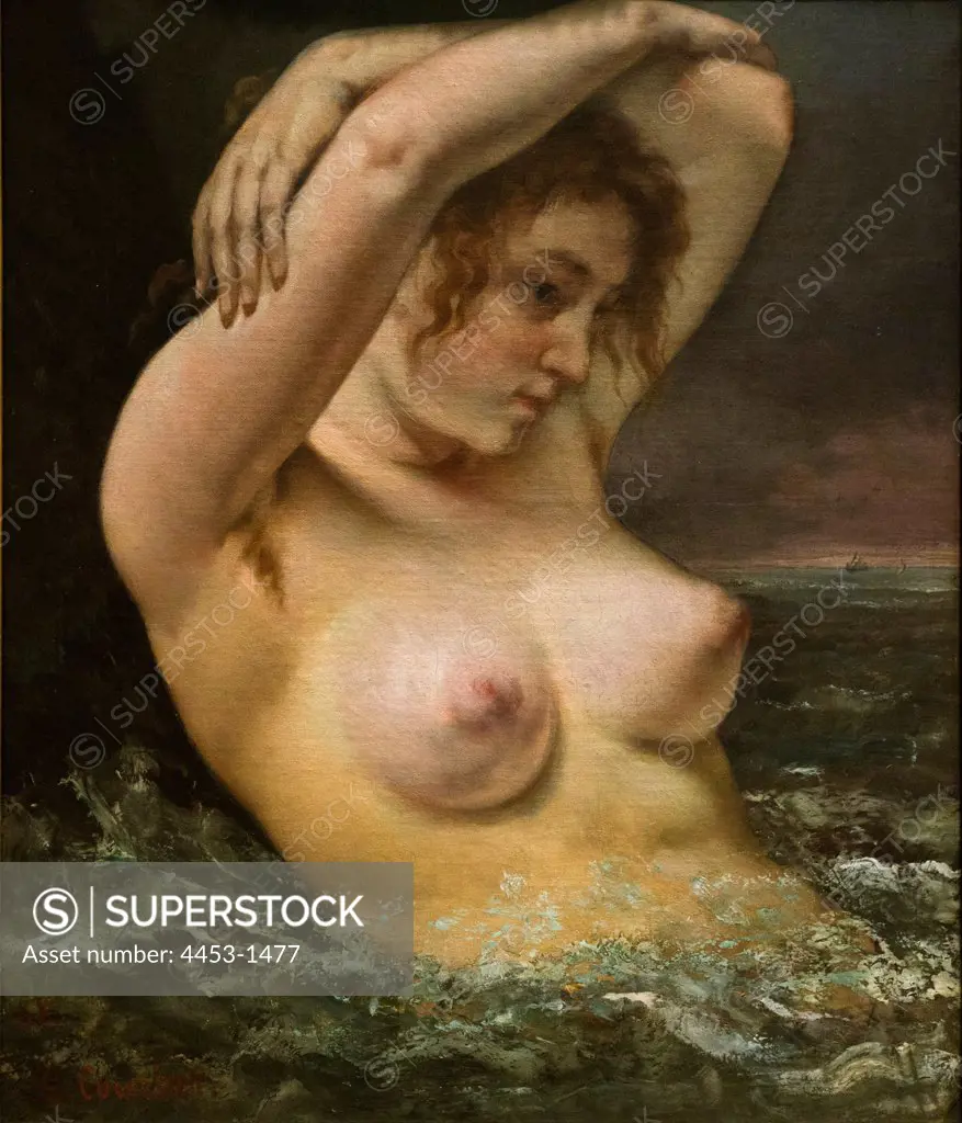 Gustave Courbet; French; 1819-1877; The Venus in the Waves; 1868- 89; Oil on canvas.