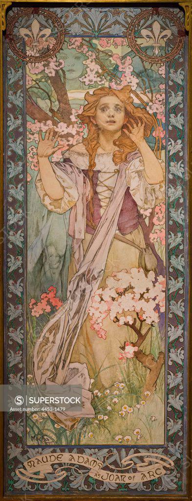Stock Photo: 4453-1479 Alphonse Maria Mucha; Czech; 1860-1939; Maude Adams (1872-1953) as Joan of Arc; 1909; Oil on canvas.