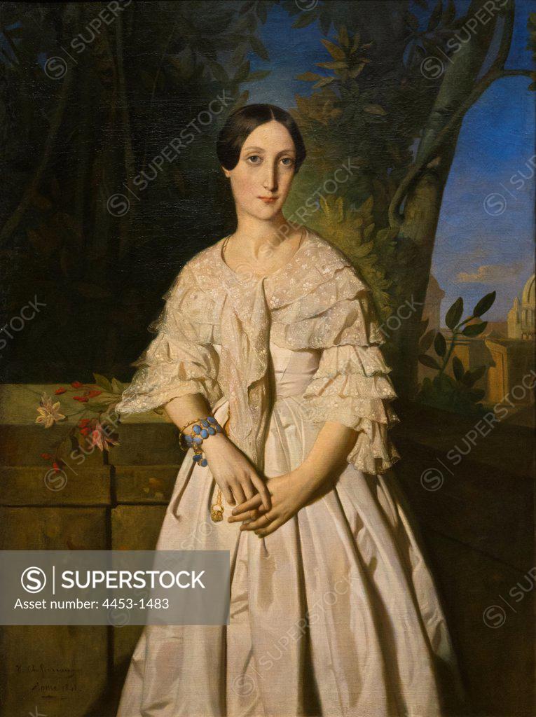 Stock Photo: 4453-1483 Theodore Chasseriau; French; 1819-1856; Comtesse de La Tour-Maubourg; (nee Marie-Louise-Charlotte-Gabrielle; Thomas de Pange; 1816-1850); 1841; Oil on canvas.