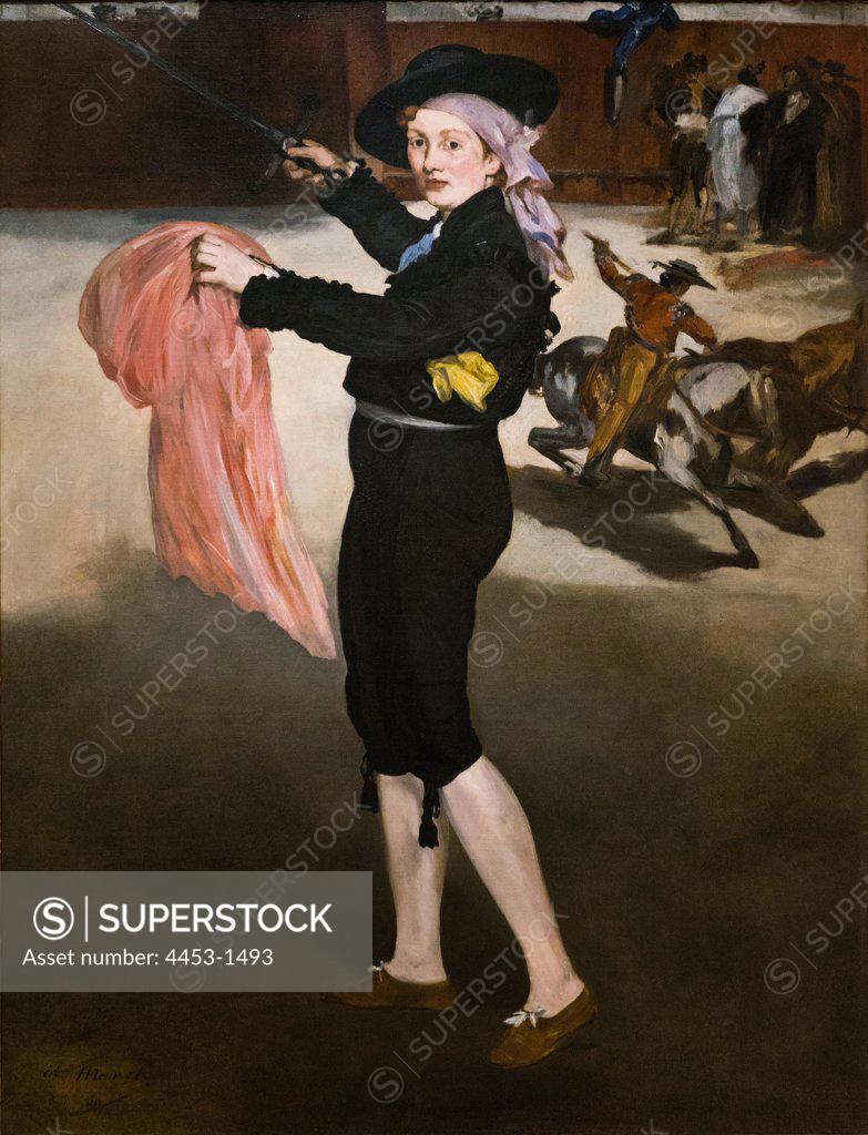 Stock Photo: 4453-1493 Edouard Manet French; 1832-1883 Mademoiselle V. in the Costonee of an Espada; 1862 Oil on canvas.