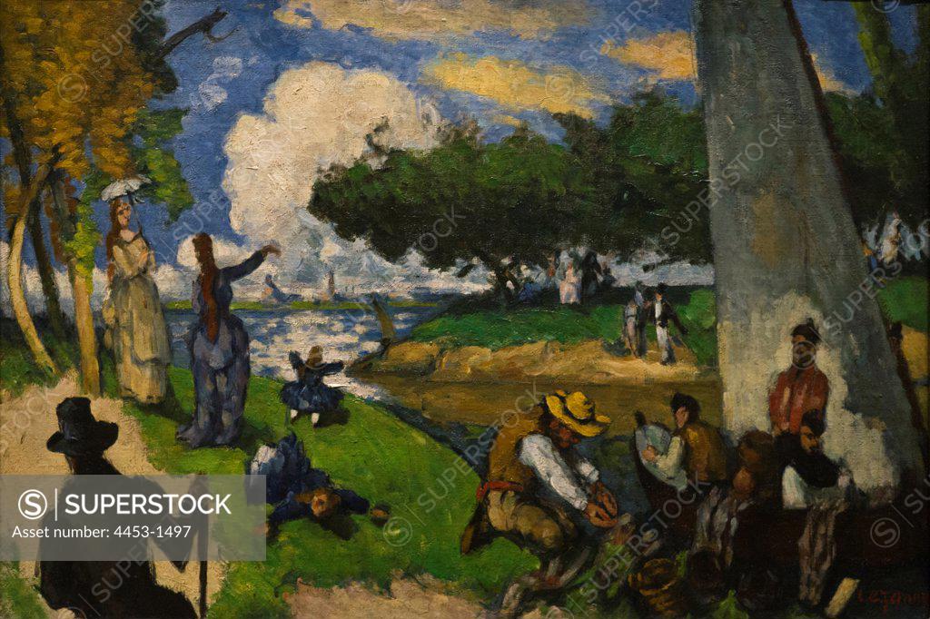 Stock Photo: 4453-1497 Paul Cezanne; French; 1839-1906; The Fishermen (Fantastic Scene); ca. 1875; Oil on canvas.