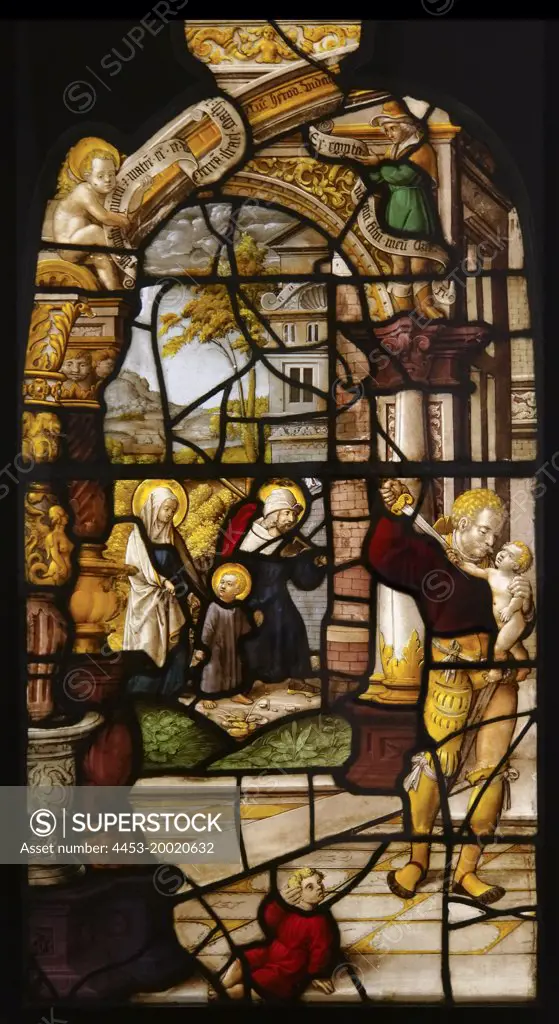 The Return from Egypt and the massacre of the innocents by Gerhard Remsich (circa 1522 - 42); Germany; North Rhine - Westphalia; Steinfeld Abbey; stained glass; 1528
