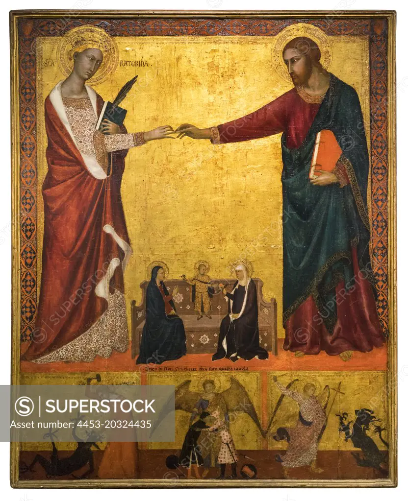 The Mystic Marriage of Saint Catherine; about 1340 Tempera on panel Barna da Siena Italian Siena; active about 1330-1350