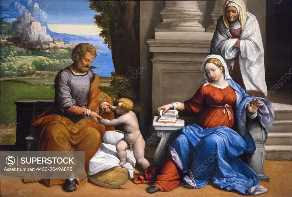Holy Family with Saint Anne; about 1530; Oil on panel Garofalo Benvenuto Tisi; Italian; 1481-1559