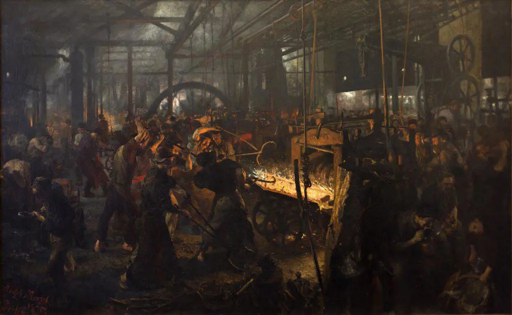 The Iron Rolling Mill. (Modern Cyclopes) 1875. (Adolph Menzel; Breslau 1815-1905 Berlin)