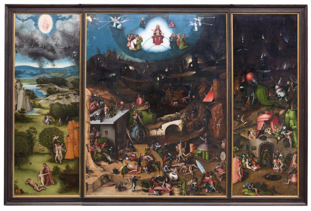 flugelaltar with the youngest court 1524 copy of crafter after the triptych by Hieronymus Bosch in vienna. (Academy of fine kunste). (Lucas Craafter; A. 1472 kroafter- weimar 1553)