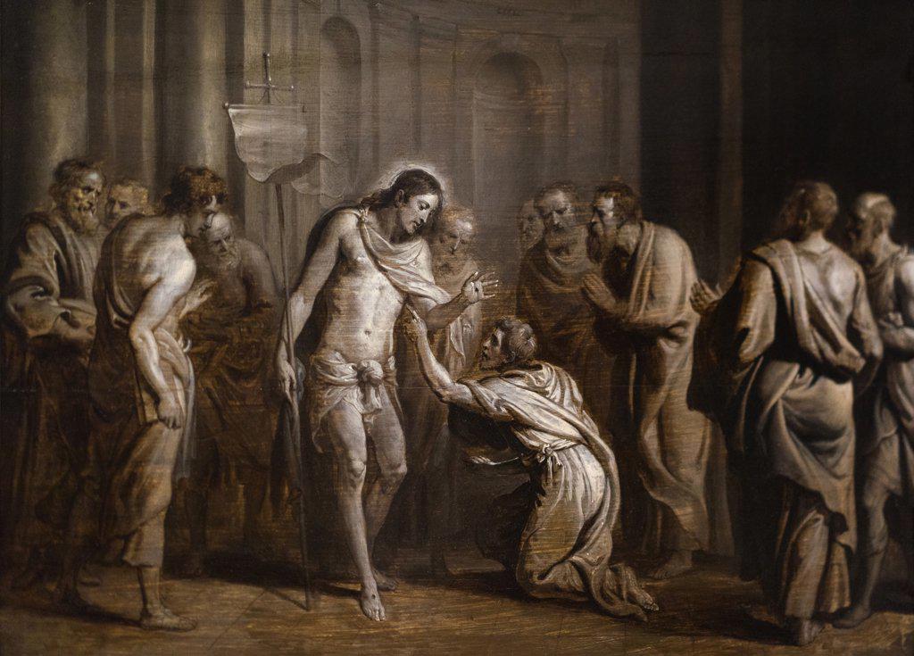 Saint Thomas Touching Christs Wounds 1644 Oil on panel Erasmus Quellinus II Flemish active Antwerp Born 1607; died 1678