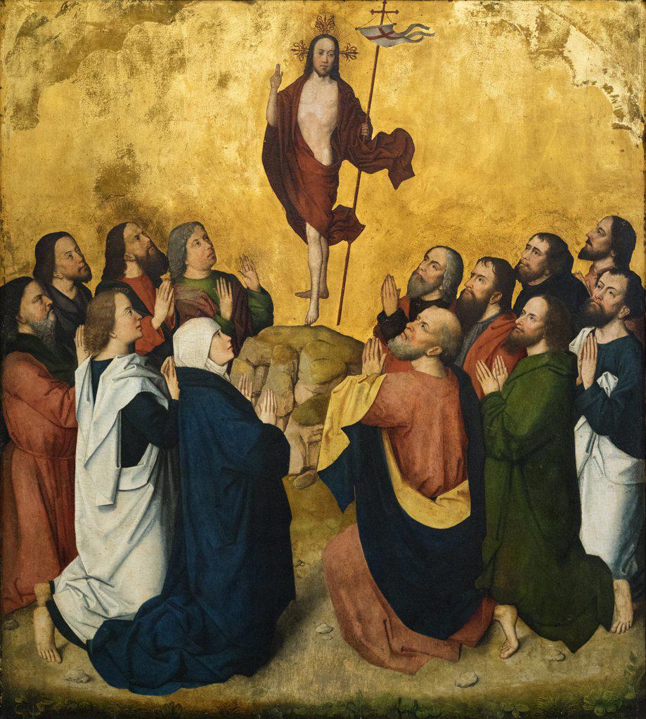 Panel from an altarpiece showing the Ascension of Christ 1473 Oil and gold on panel by Master of the Life of the Virgin