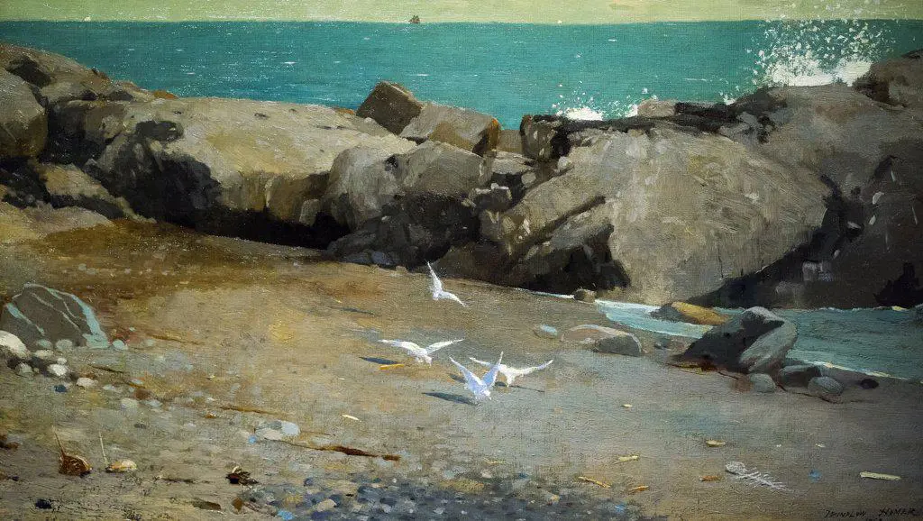 Rocky Coast and Gulls; 1869 Oil on canvas Winslow Homer American; 1836-1910