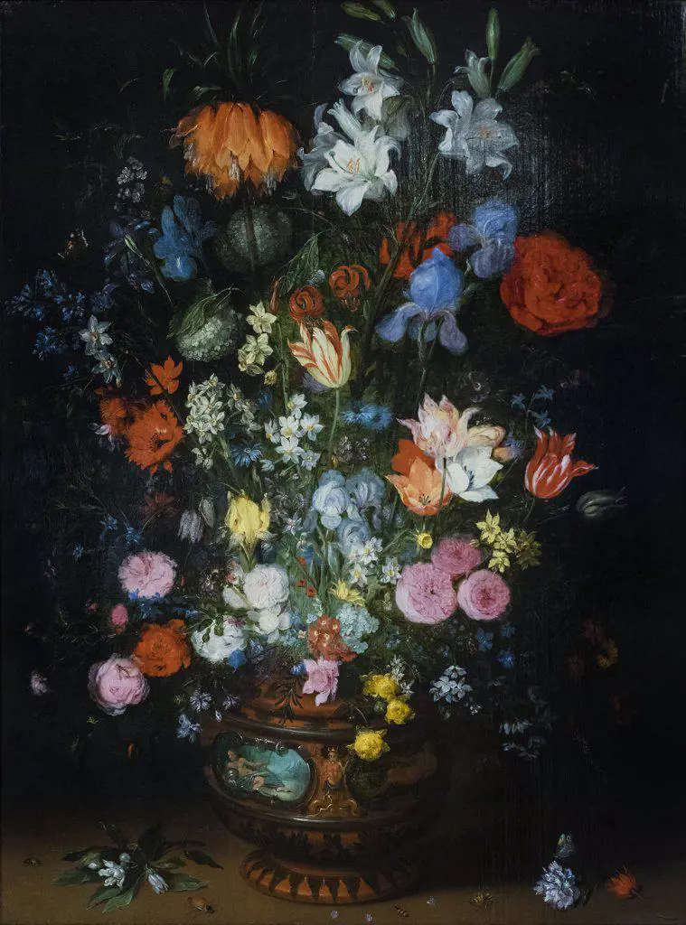 Bouquet of Flowers in a Ceramic Vase; 1600s; Oil on oak panel Jan Brueghel the Younger; Flemish; 1601-78