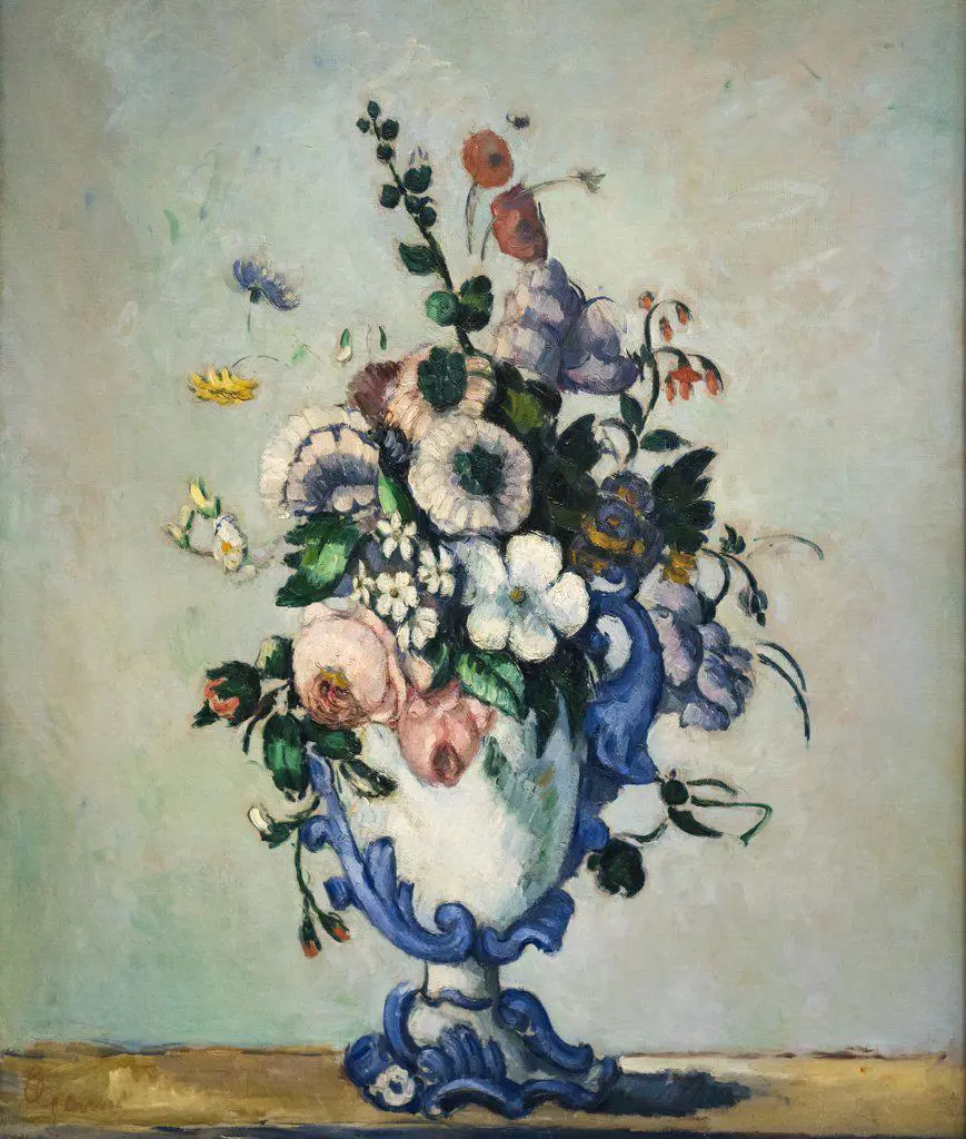 Flowers in a Rococo Vase Oil on canvas; c. 1876 Paul Cezanne; French; 1839 - 1906