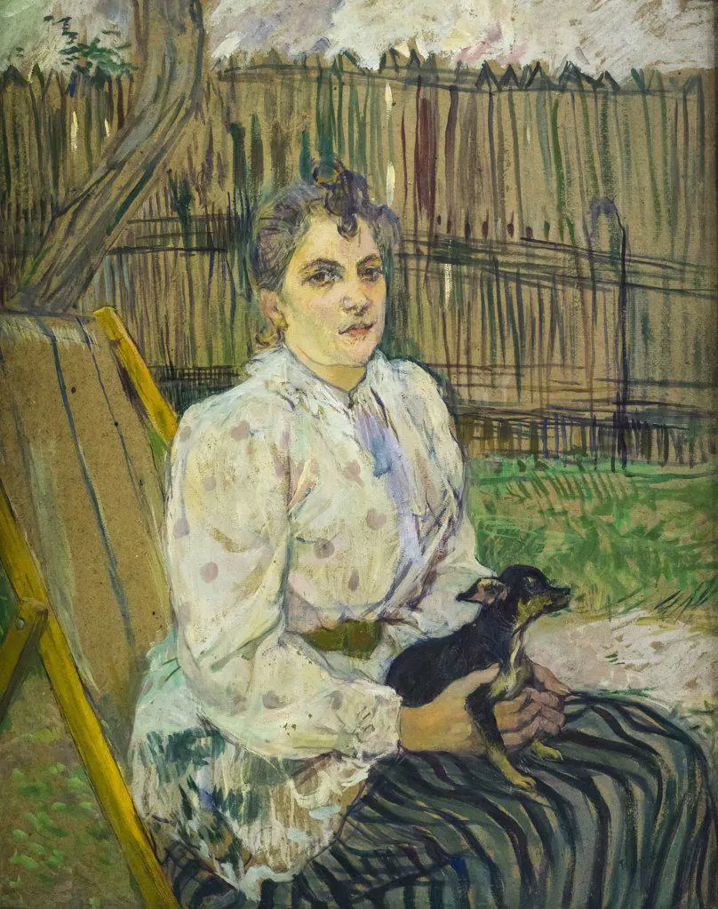 Lady with a dog oil on cardboard; 1891 Henri de Toulouse-Lautrec; French; 1864 - 1901