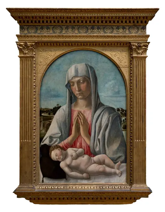 Giovanni Bellini; Italian; Venice; active by 1459 - 1516 Venice; Madonna Adoring the Sleeping Child; Tempera on wood.