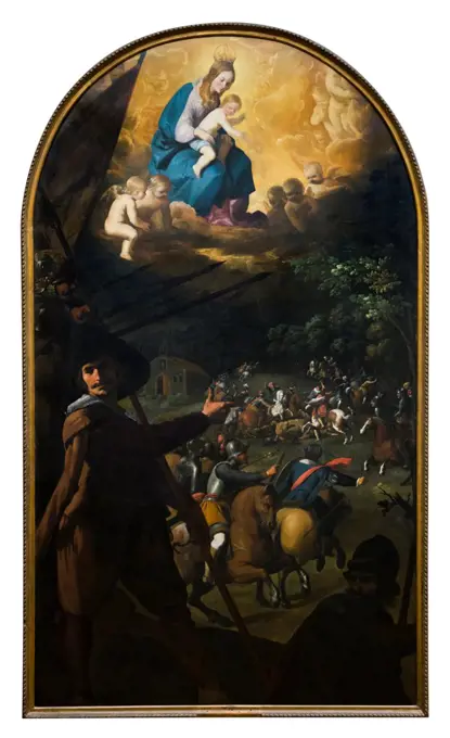 Francisco de Zurbaran; Spanish; Fuente de Cantos 1598-1664 Madrid; The Battle between Christians and Moors; at El Sotillo; ca.1637-39; Oil on canvas.