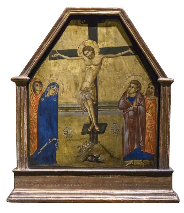 Crucifixion; by artist from Dalmatian School; Oil and gold ground on panel; 14th Century