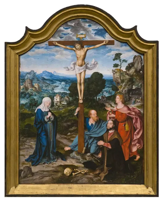 Crucifixion with Saints and Donor by Joos van Cleve (1485 - 1540/41) and collaborator; Oil on wood; circa 1520