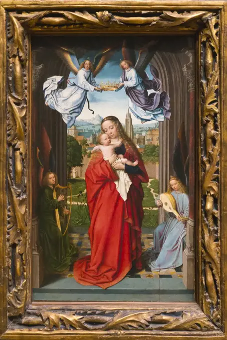 Virgin and Child with Four Angels by Gerard David (1455 - 1523); Oil on wood; circa 1510 - 15