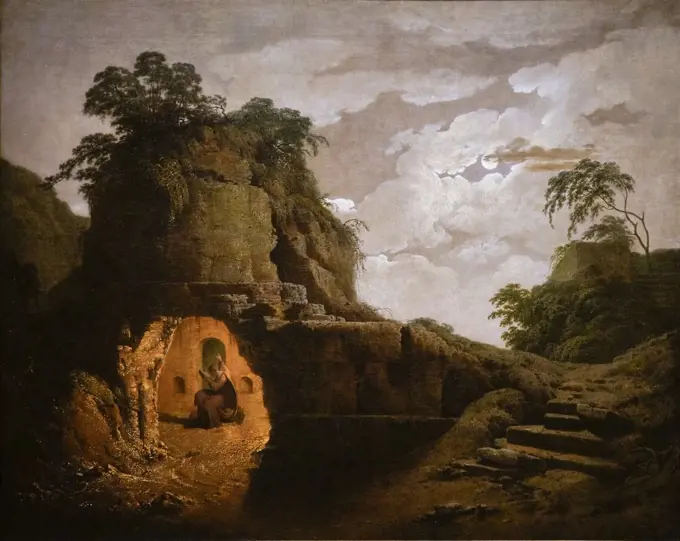 Virgil's Tomb by Moonlight by Joseph Wright; oil on canvas; 1779