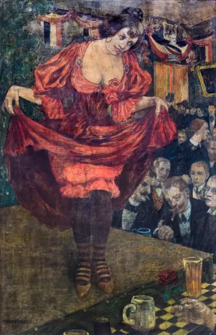 Sideshow 1900. (Hans Baluschek; from 1870 to 1935; mixed media on cardboard)