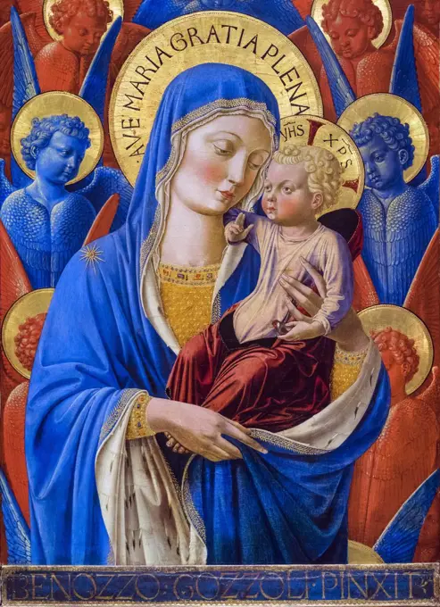 Virgin and Child with Angels with Angels; About 1460 Tempera on panel transferred Benozzo Gozzoli; Italian; about 1420/22-97