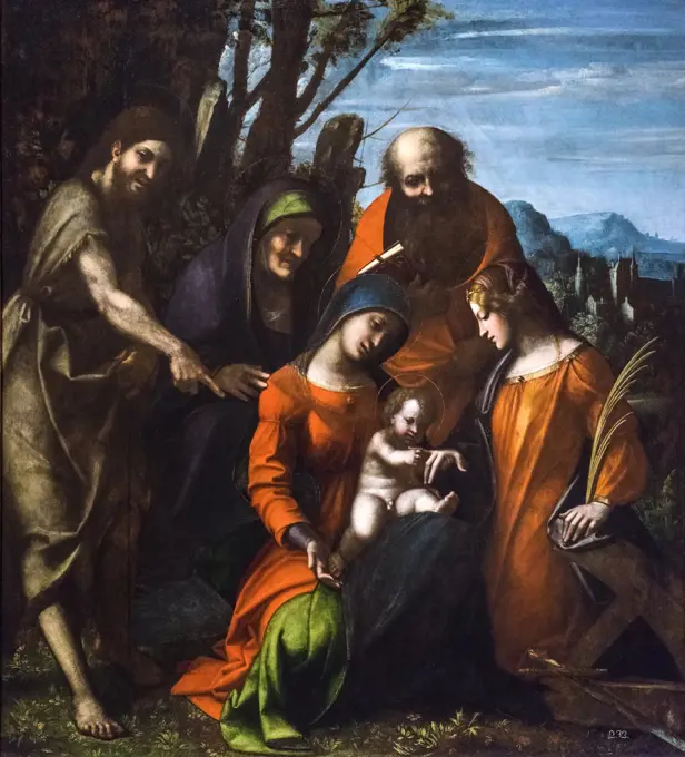 The Mystic Marriage of Saint Catherine; About 1510-14; Oil on panel (transferred) Correggio (Antonio Allegri); Italian; 1489-1534
