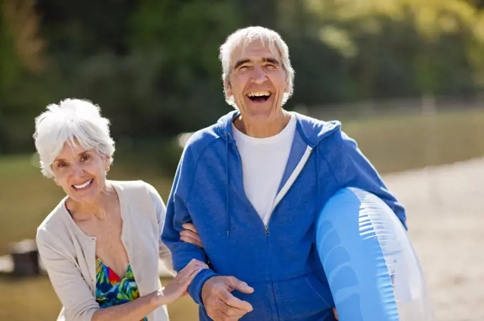 Portrait of a smiling senior couple having fun while on vacation together.