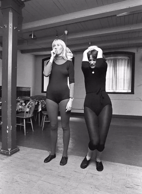 ABBA. Anni-Frid Lyngstad and Agnetha Fältskog in the 1970s rehearsing together.