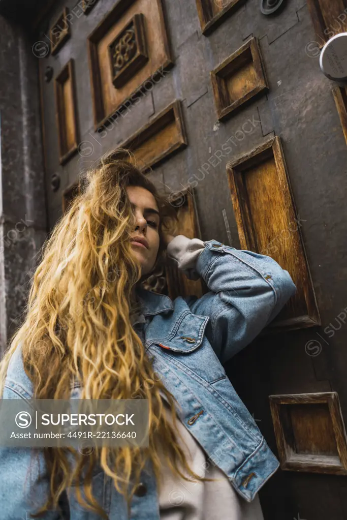 Sensual woman posing in a door