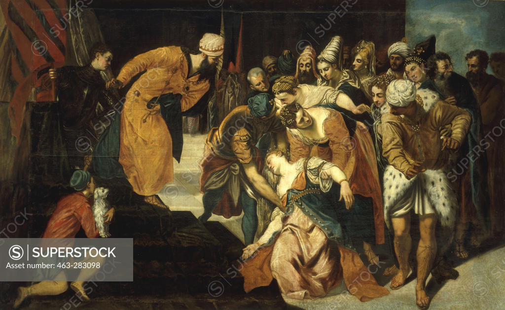 Stock Photo: 463-283098 Tintoretto / Esther Faints / Painting