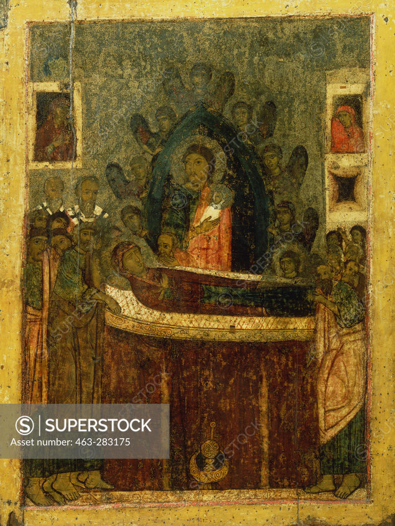Stock Photo: 463-283175 Passing away of the Mother of God/ Icon