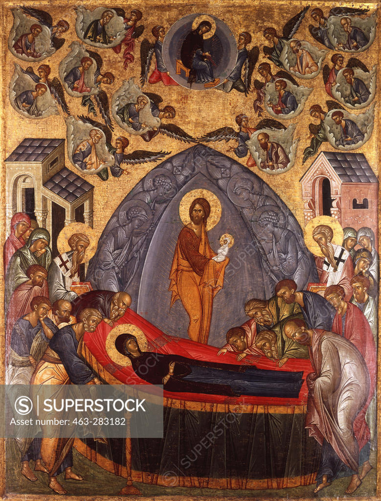 Stock Photo: 463-283182 Death of the Mother of God / Icon/ C15th