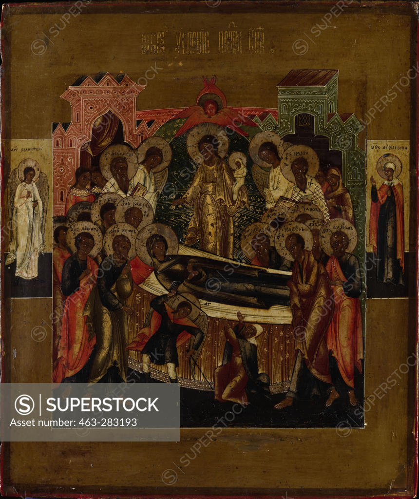 Stock Photo: 463-283193 Death of the Mother of God / Icon/ C19th