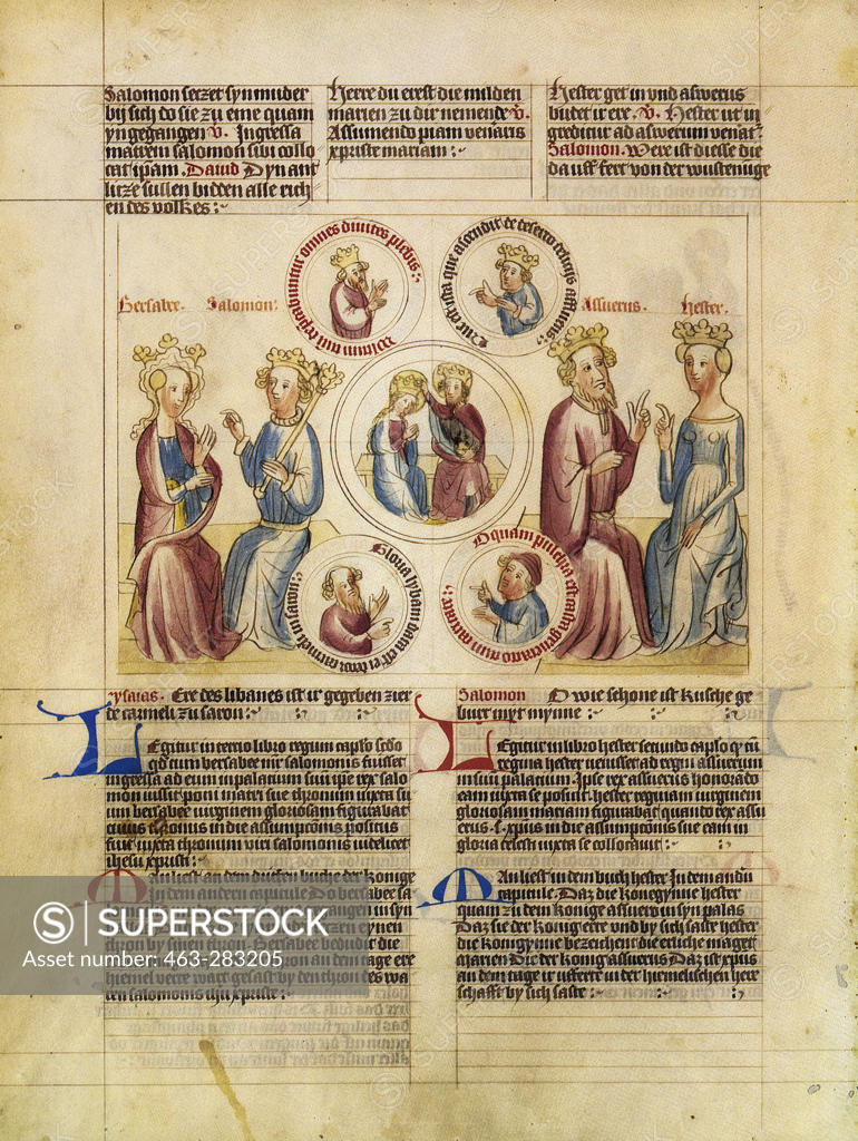 Stock Photo: 463-283205 Mary's coronation / Pauper's Bible 1440