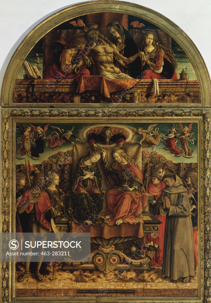 Stock Photo: 463-283211 Coronation of Mary and Pieta / Crivelli