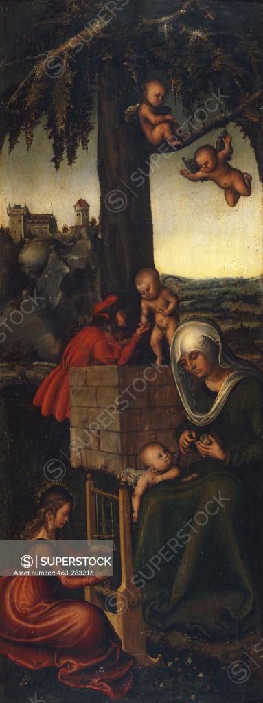 Stock Photo: 463-283216 L.Cranach t.E/Education of Virgin Mary