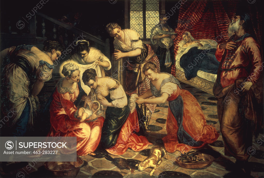 Stock Photo: 463-283227 Birth of Mary / Tintoretto / 1554/1562/6