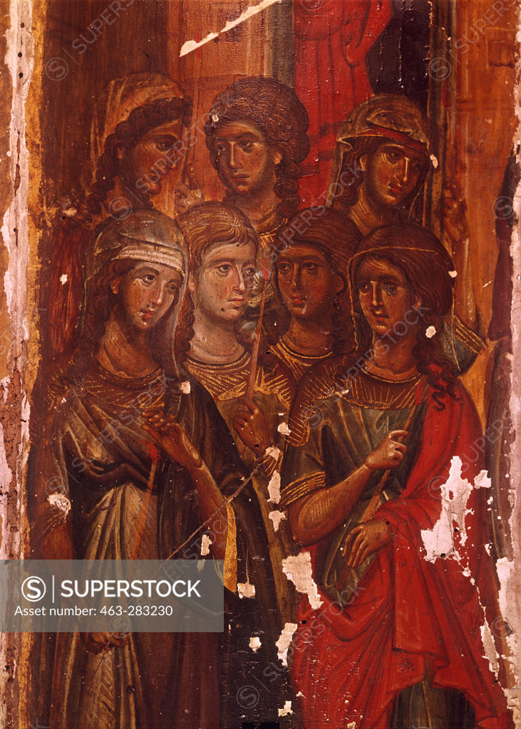 Stock Photo: 463-283230 Mary in the Temple / Icon fragment