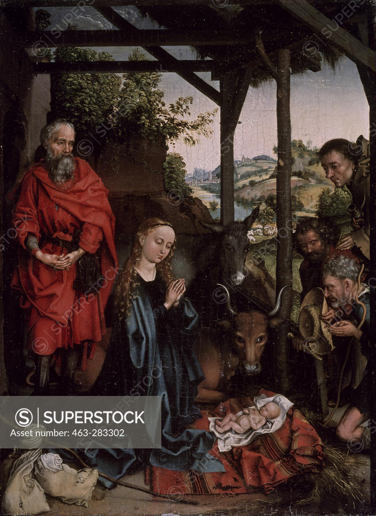 Stock Photo: 463-283302 Birth of Christ /Paint.by Schongauer/C15