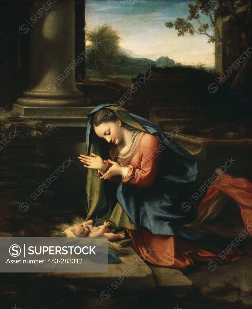 Stock Photo: 463-283312 Correggio / Mary adoring Christ