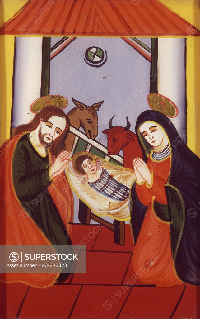 Stock Photo: 463-283323 Birth of Christ / behind-glass painting