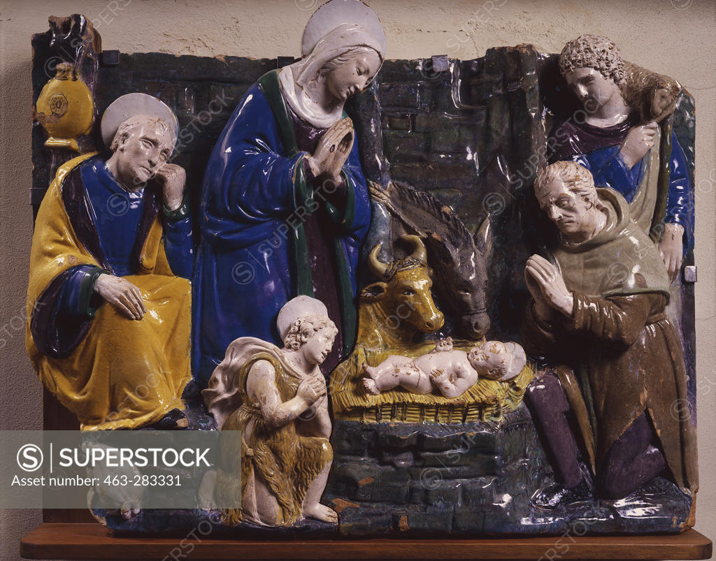 Stock Photo: 463-283331 B.Buglioni / Birth of Christ /Terracotta