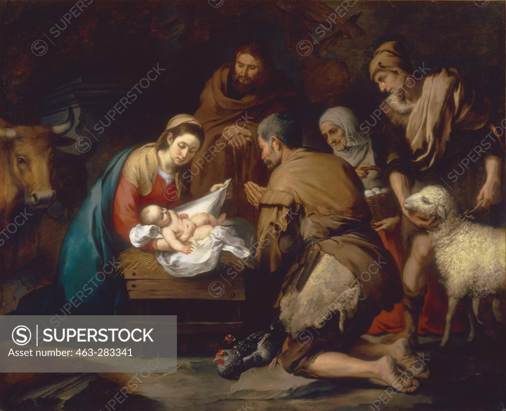 Stock Photo: 463-283341 B.E.Murillo, Adoration of the Shepherds
