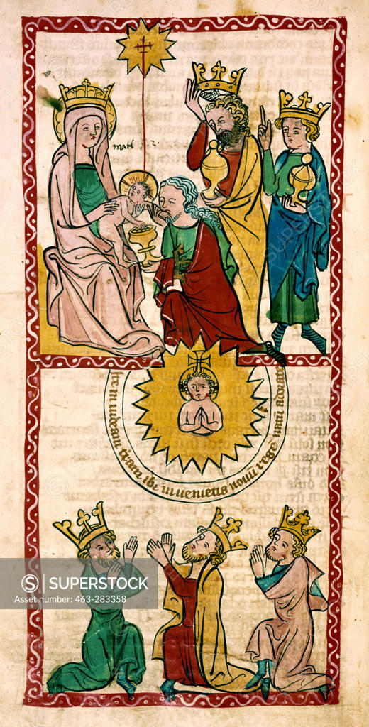 Stock Photo: 463-283358 Adoration of Kings / book illustration