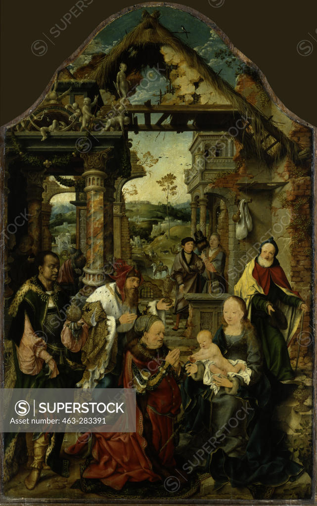 Stock Photo: 463-283391 Joos van Cleve / Adoration of the Kings