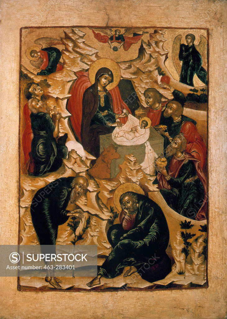 Stock Photo: 463-283401 Birth of Chirst / Russian icon