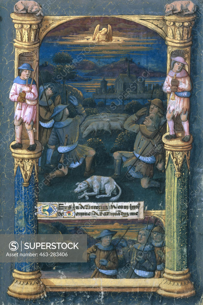 Stock Photo: 463-283406 Annunciation to Shepherds/Illumin. 1490