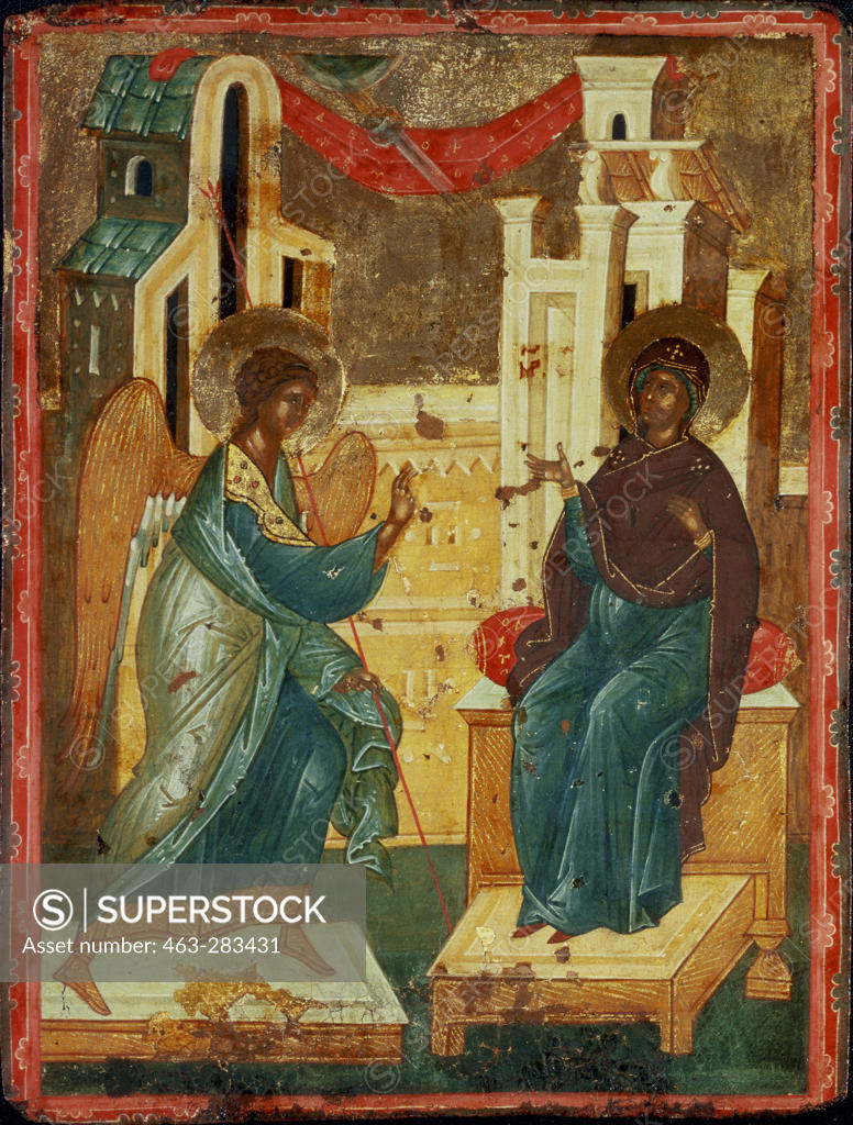 Stock Photo: 463-283431 Annunciation / Russian Icon / C15th