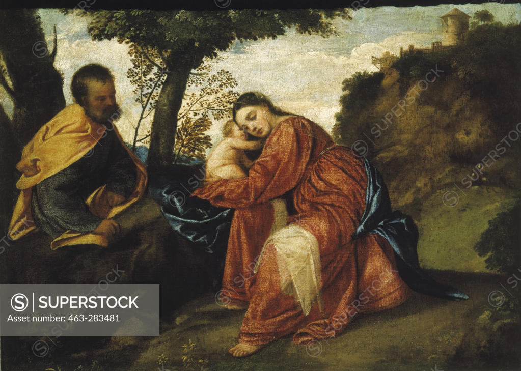 Stock Photo: 463-283481 Titian / Rest on the Flight into Egypt